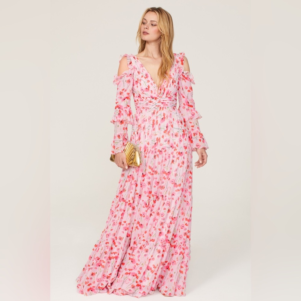He Mac Duggal Floral Pink Maxi Dress 4